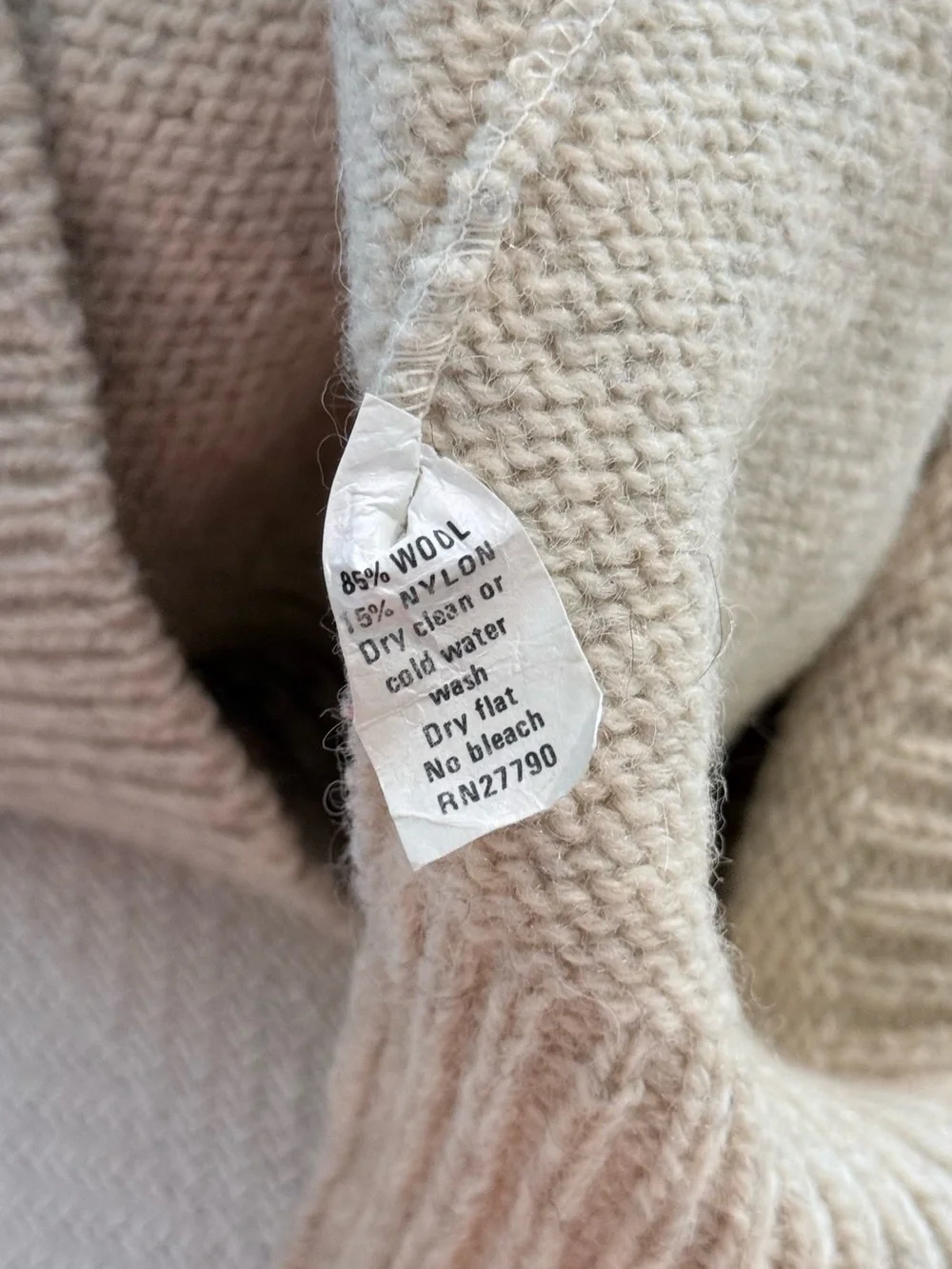 Vintage London Fog Wool Crewneck Sweater with Button Placket in Oatmeal
